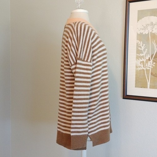 Suéter a Rayas Madewell, Talla S. Poli, Lana Merino, Alpaca. Marrón/crema/melón - Imagen 3 de 6