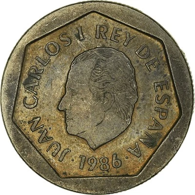 [#932716] Münze, Spanien, 200 Pesetas, 1986 - Bild 1 von 2