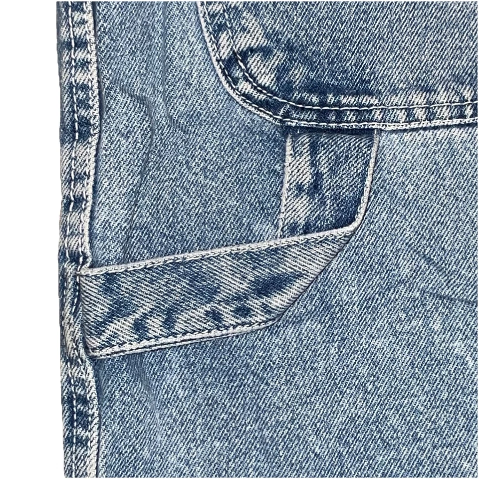 Vtg Y2K Size 38 Nike Bootleg Carpenter Denim Jean Shorts Baggy Swoosh Hip-Hop - Image 4 of 4