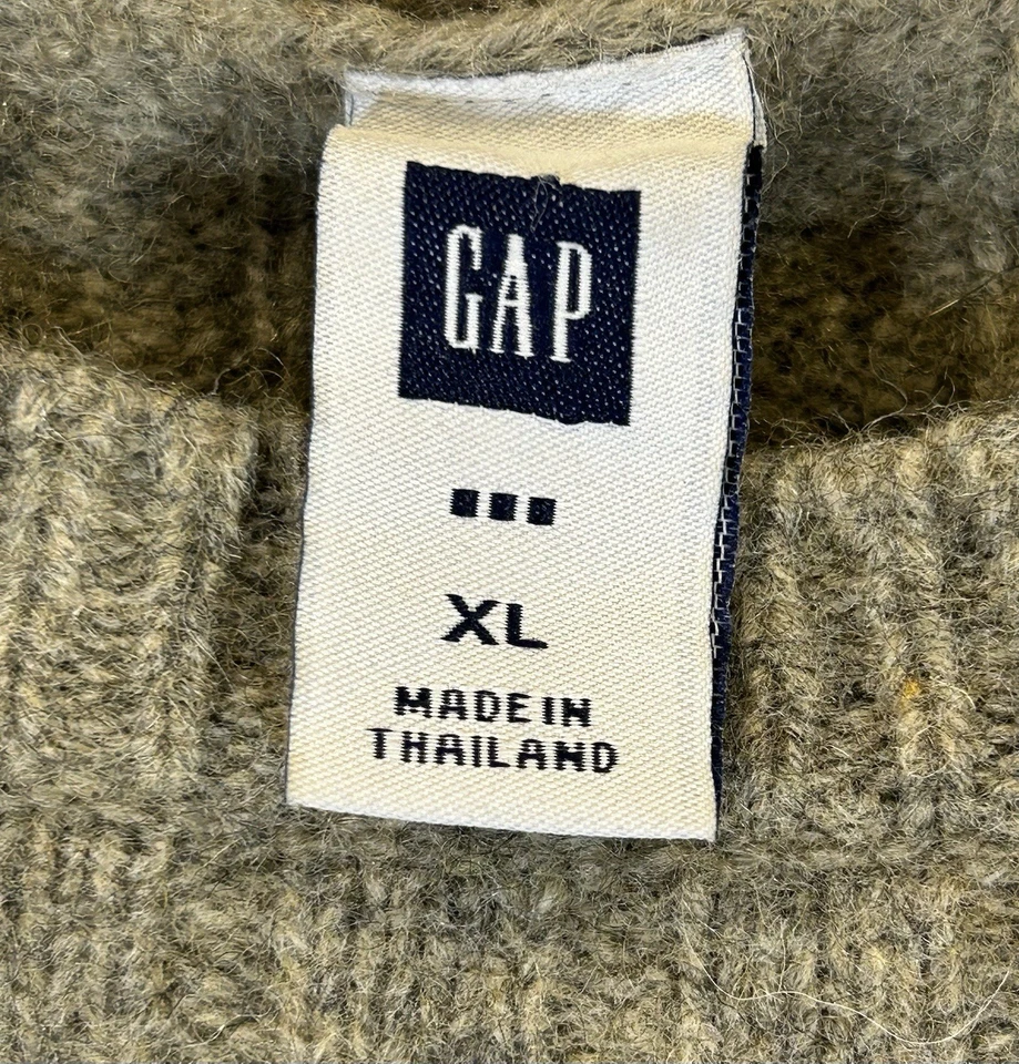 Vintage Gap Y2K Light Moss Green 100% Lambswool Ribbed Knit Sweater Men's Sz XL - Image 2 of 4