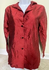 LAFAYETTE 148 NEW YORK $448 Red Silk Hooded Holiday Blouse Top XS 4 P EUC