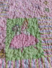 Princess Quilt Vintage Pink Block Tiaras Pastel 28" X 31" Handmade Girls READ