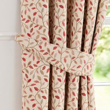 Dunelm Heritage Collection Glava Terracotta Tie Backs Pair Orange Trailing Leaf