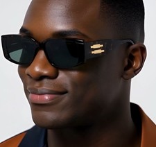 Men Sunglasses Streetwear Square Hip Hop Shades Cholo Dark Black Lens Square New