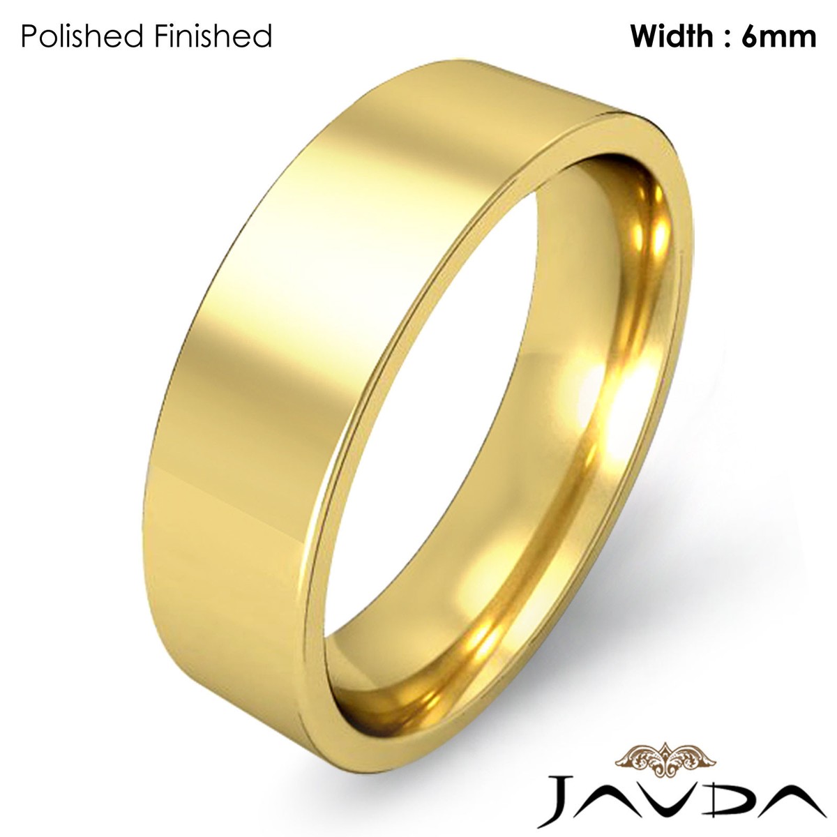 Wedding Band 6mm Women Comfort Flat Pipe Cut Ring 14k Yellow Gold