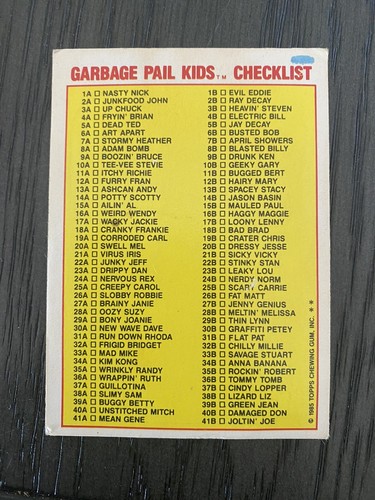 Garbage Pail Kids #8b 1985 Blasted Billy OS1 Serie 1 Lista de verificación Brillante 🙂 - Imagen 2 de 2