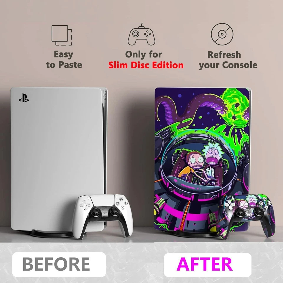 For PS5 Skin Slim Disc Edition Console and Controller Anime Vinyl Sticker - Image 2 of 4
