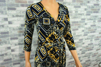 LUCKY BRAND DAMEN FEST CITY FREIZEIT KLEID WICKELOPTIK MULTICOLOR  S 