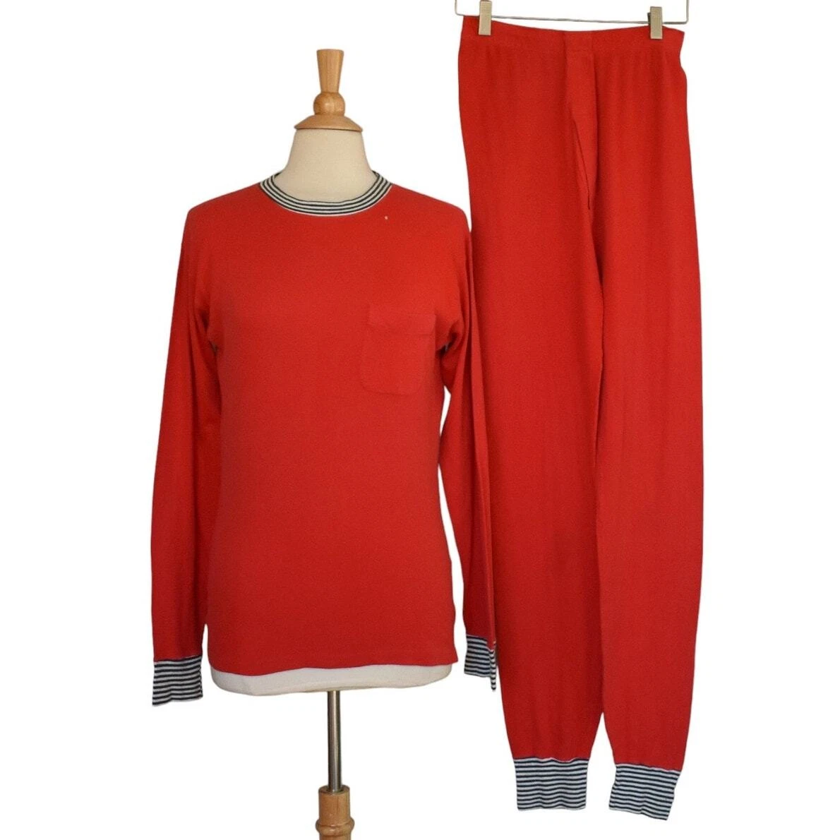 Vintage 50s Hanes Thermal Set Suede Knit Long John's Set Size Medium