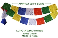 Cotton Prayer Flags (10 x10)– 100% Cotton Premium Quality Large Roll of 25 Flags