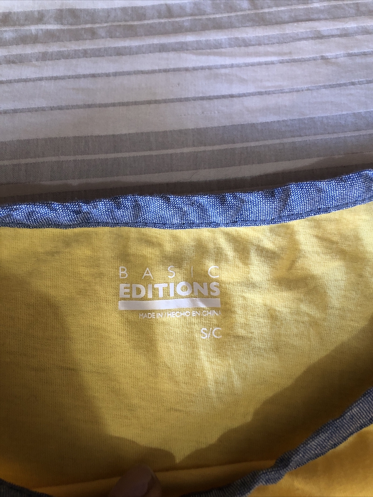 BASIC EDITIONS yellow SMALL TOP Buttons Denim Neck - image 3