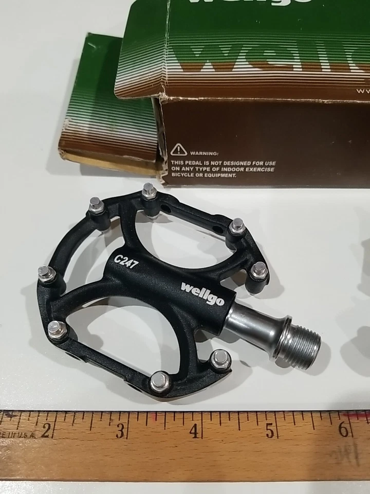 Pedales de bicicleta/bicicleta Wellgo C247 City forjados de aluminio negro BMX MTB CR-MO, 9/16" Foto 2 de 4
