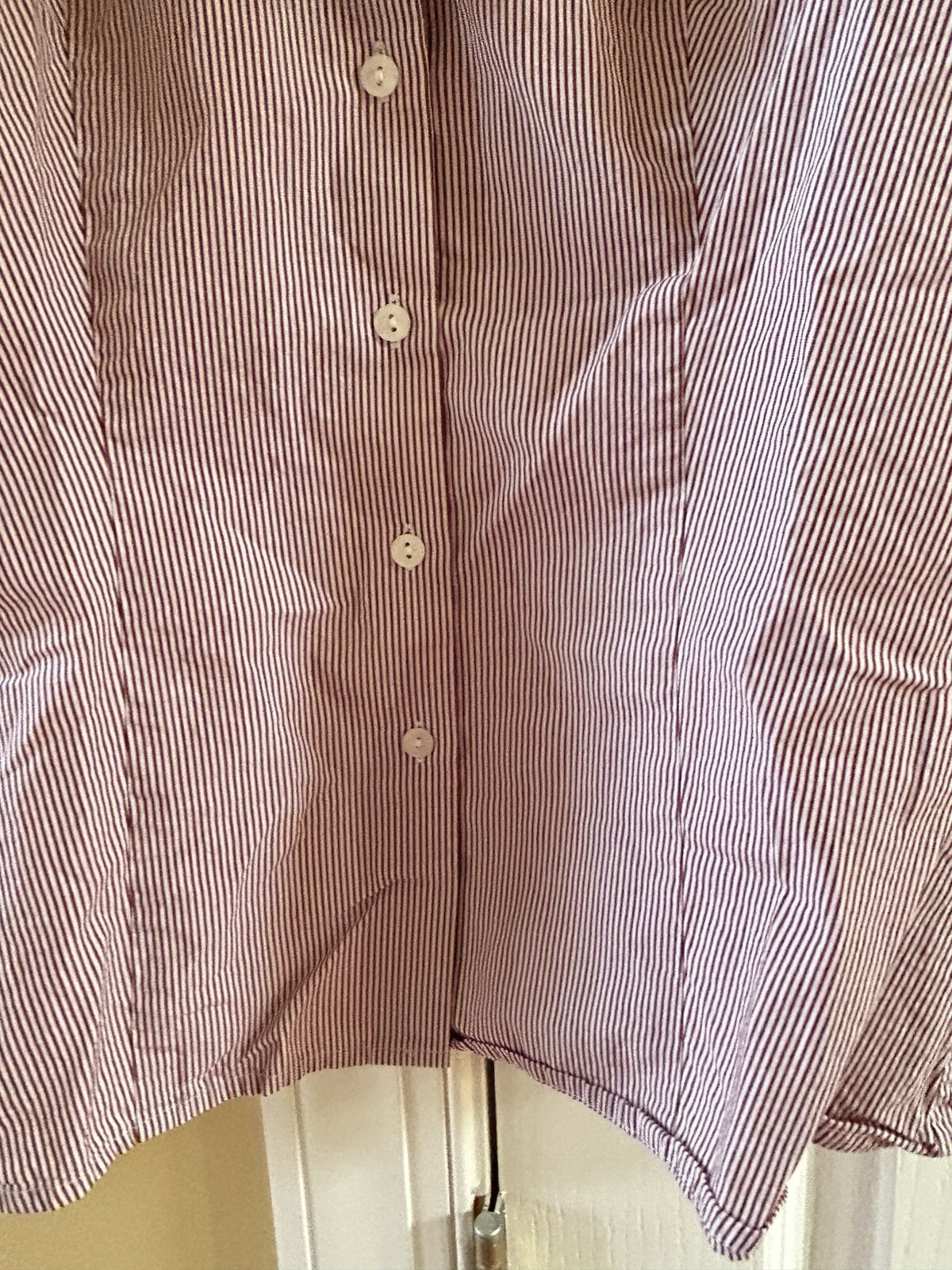 Talbots Shirt Women stripe Ruffled V Neck Button … - image 4