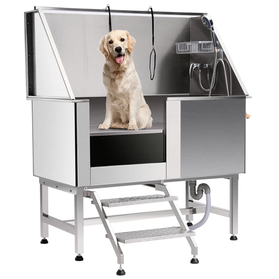 CO-Z 127cm Hunde Badewanne aus Edelstahl Haustiere Pflege Dusche Tierbadewanne - Bild 2 von 3