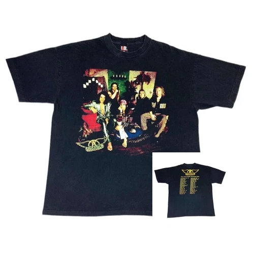 Aerosmith Concert Tour T-Shirt Black XL Nine Li 1990s vintage concert t-shirt, vintage, size XL, single stitch, B+ condition