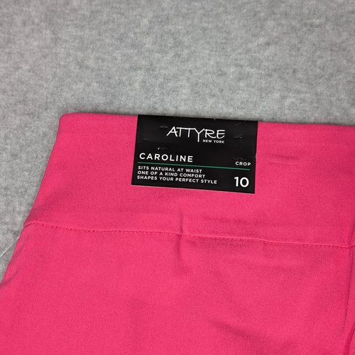 Attyre Caroline Crop Pants Womens Size 10 Pull On Capris Side Detail Pink New - Picture 4 of 11