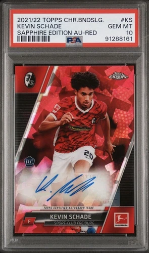 2021-22 Topps Chrome Bundesliga Kevin Schade Sapphire Auto Red /5 PSA 10 GEM