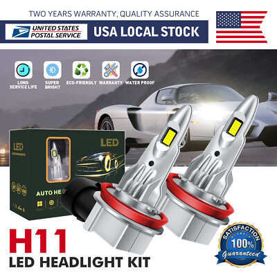 Canbus H11 LED Headlight Super Bright Bulb Kit White 6000K HIGH/LOW BEAM 60W