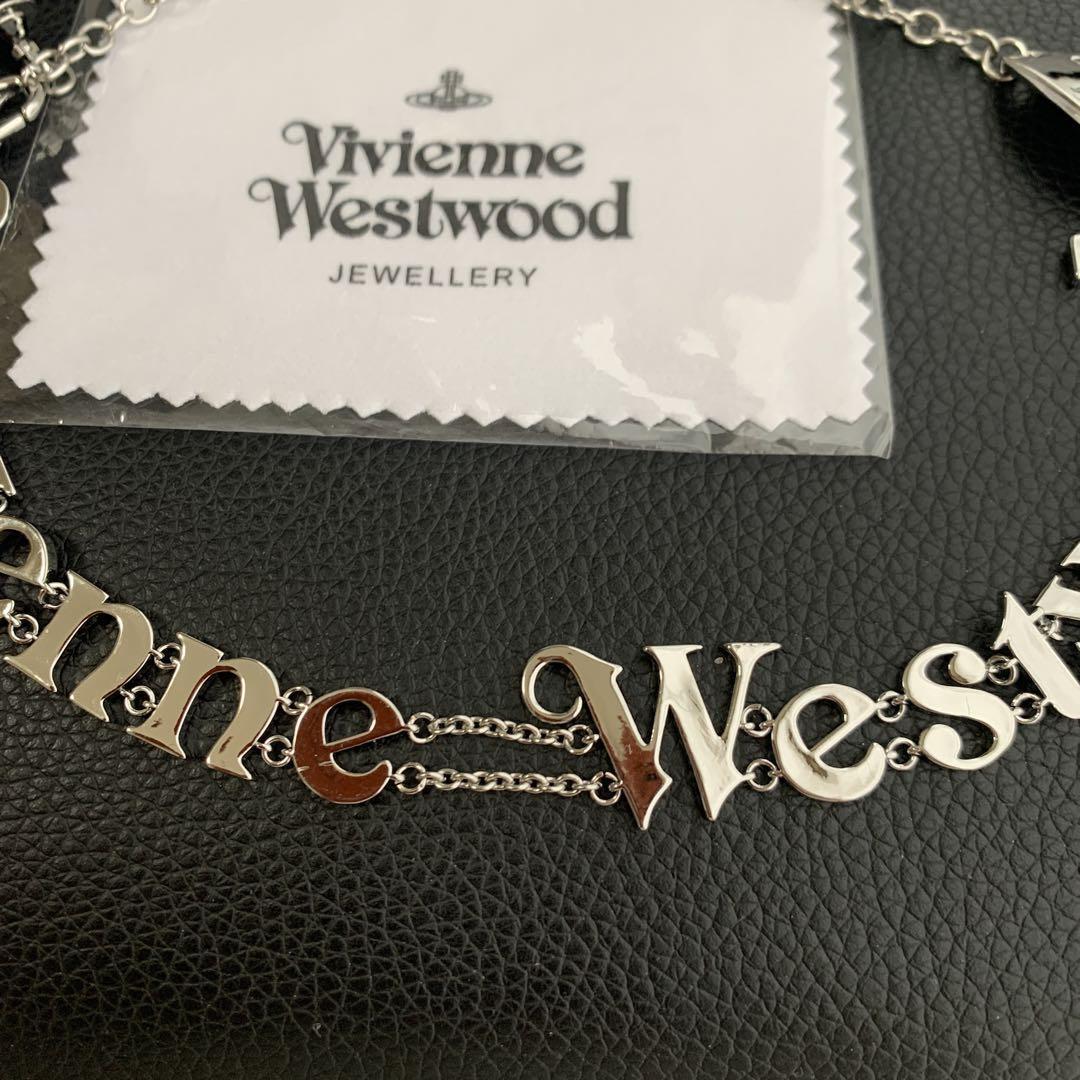 Vivienne Westwood Raimunda Logo Choker Necklace Silver IN Vivienne Westwood Raimunda Logo Choker Necklace Silver IN