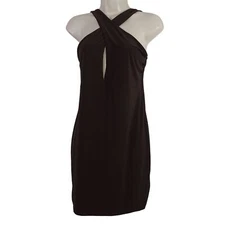 Boohoo Brown Bodycon Sheath Dress Women Size 12 Sleeveless Keyhole Partywear NEW