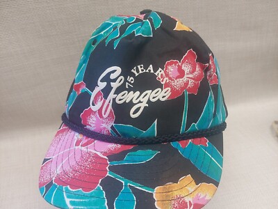 Vintage 90's Style Floral Hawaiian Nissin Cap Hat Tropical EFENGEE 75 Years Rad