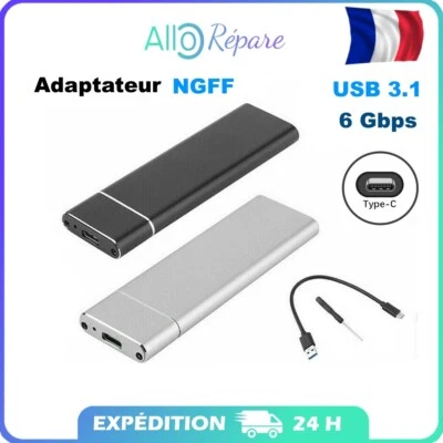 Boîtier externe SSD NGFF M.2 SATA vers USB 3.1 Type C aluminium UASP B B+M Key