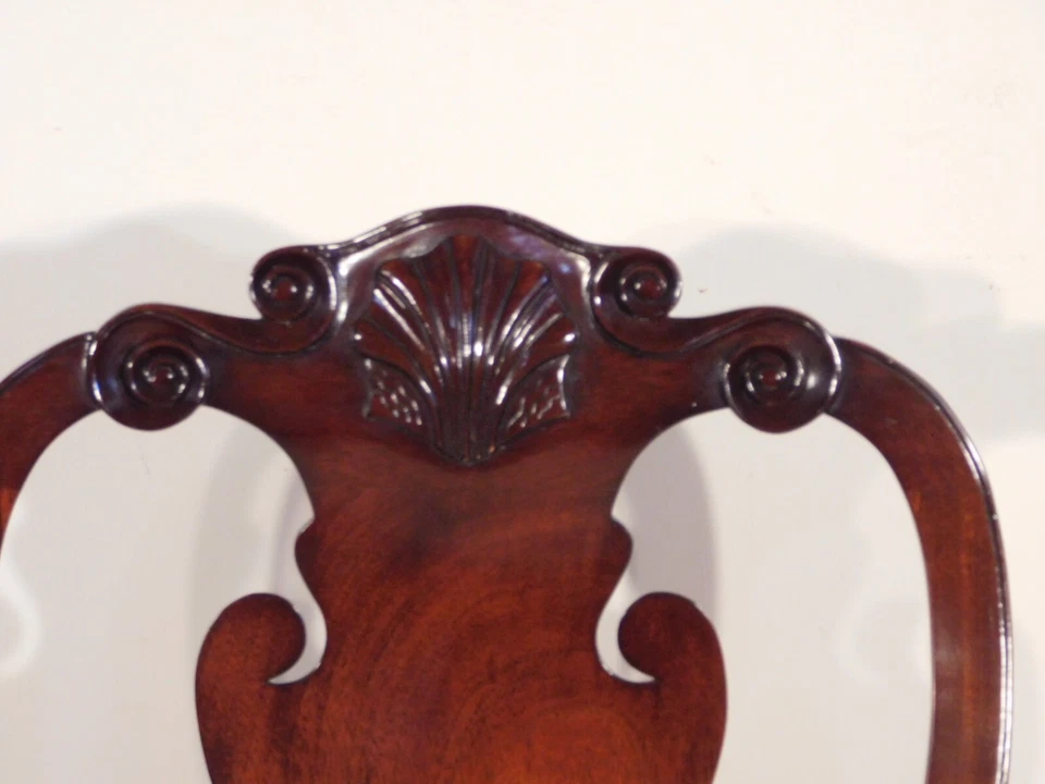 Silla Kindel Winterthur Queen Anne caoba concha de cereza tallada #1 Foto 4 de 4