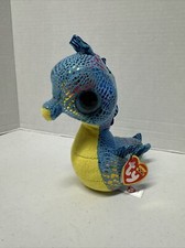 TY NEPTUNE SEAHORSE 6 BEANIE BOOS, RED TAG-RETIRED, HARD TO FIND-ADORABLE