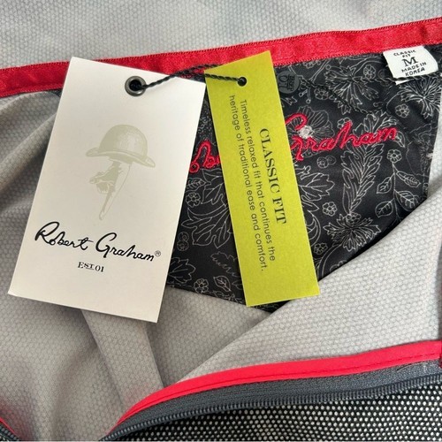 Maglione Robert Graham nuovo con etichette classico Farringdon Geo stampa 1/4 zip grigio taglia media - Foto 4 di 6