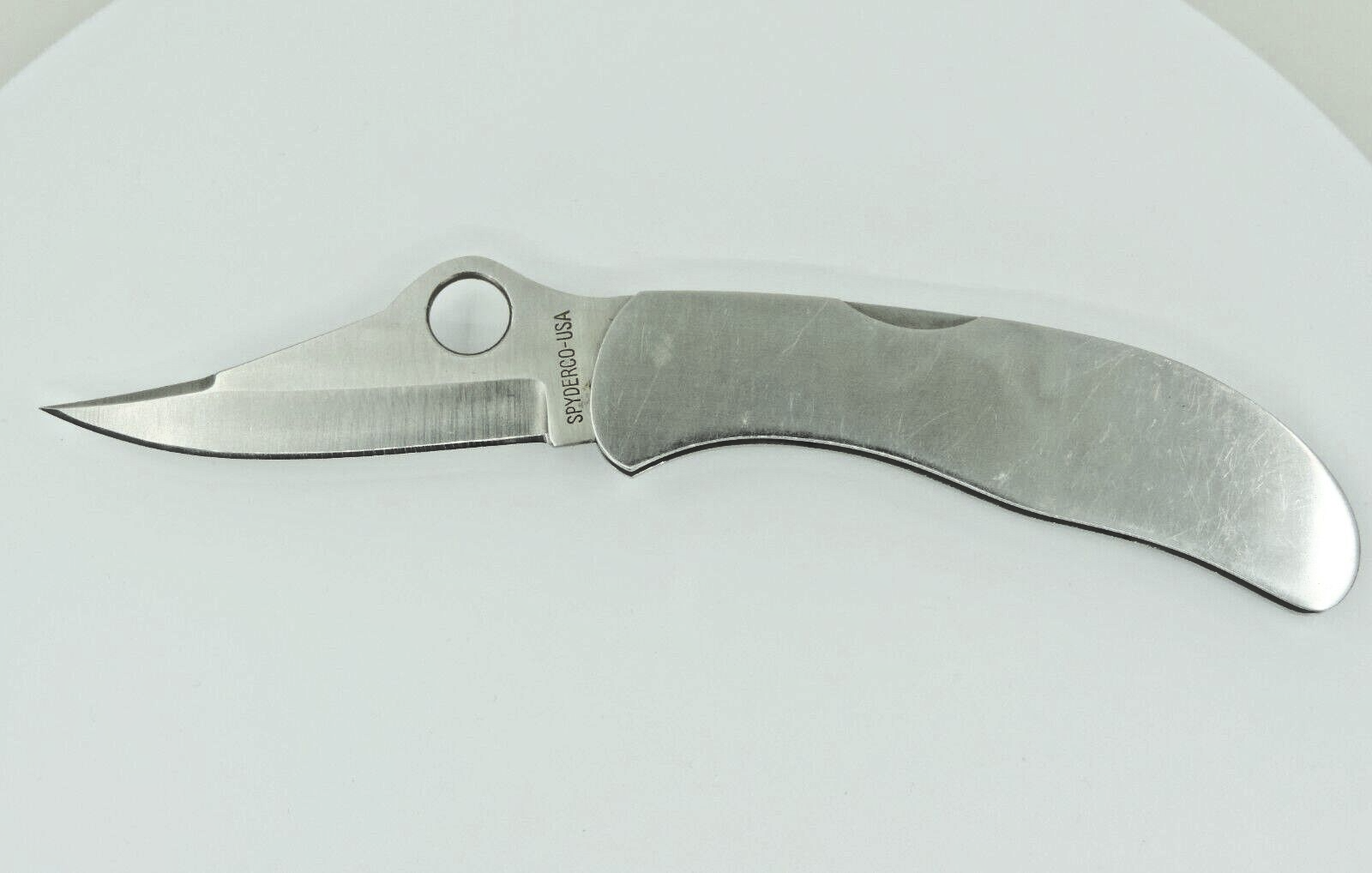 Early 2nd Gen SPYDERCO WORKER Knife NonBeveled No Hole Dual Thickness