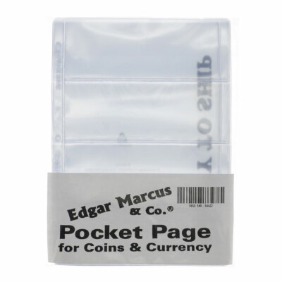 Edgar Marcus 4 Pocket Binder Pages for Modern U.S. Currency Banknotes, 10 Pages