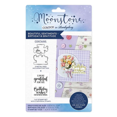 Hunkydory Moonstone Combos - BEAUTIFUL SENTIMENTS - BIRTHDAY & GRATITUDE Die Set
