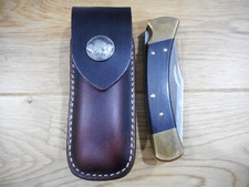 Buck 110 custom leather knife sheath. Brown. Buffalo nickel. Sheath only