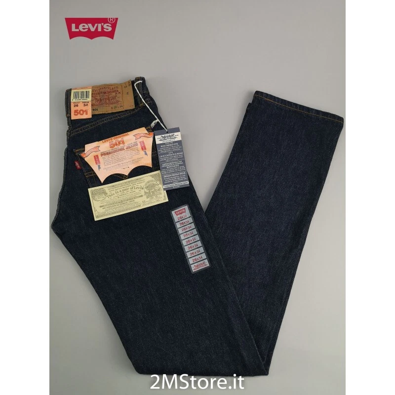 Jeans LEVI'S 501 Original Fit 501.01.01 Indigo Bleu Foncé Droit Vintage - Photo 2/4