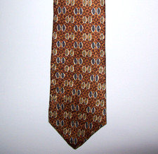 Perry Ellis Portfolio BROWN Silk 56" Geometric Neck Tie made in USA #369