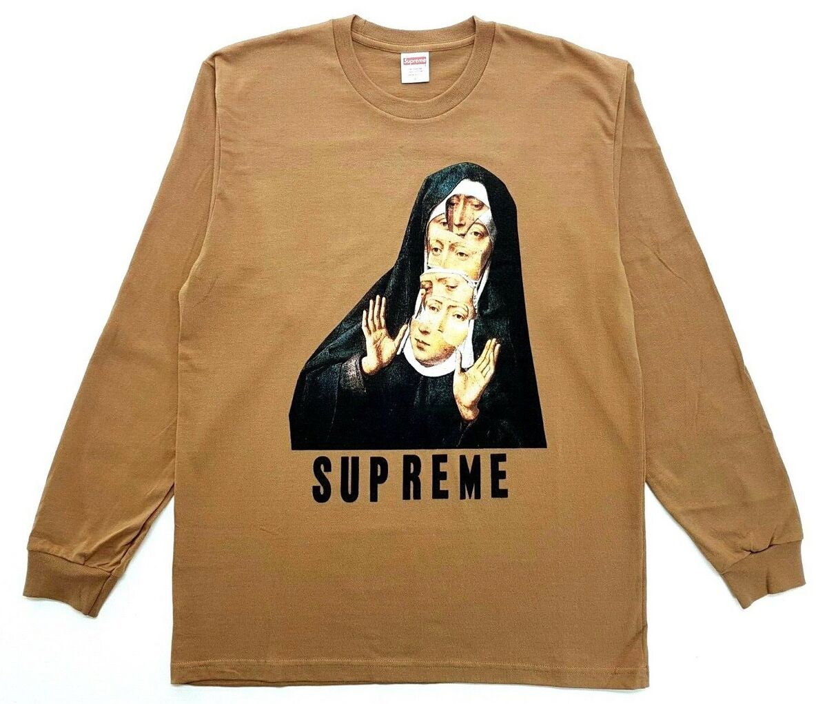 Supreme Nun Long Sleeve Tee Mocha Brown Size Large T-Shirt Supreme Nun Long Sleeve Tee Mocha Brown Size Large T-Shirt