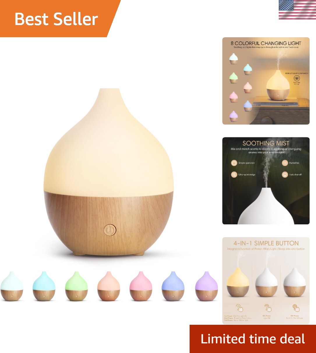 100ml Aromatherapy Essential Oil Diffuser with Auto Shut-Off-image