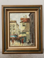 Impressionist French R. Bessier Signed Parisian Street Scene Oil Canvas Painting