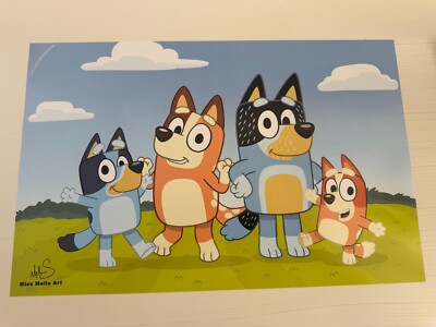 BLUEY PROMO POSTER 17x11 * NM * Joe Brumm * ABC Kids * Bandit Chilli Heeler