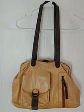 Vintage Sophia Visconti Tan Purse Shoulder Bag Genuine Leather Womens Grunge 