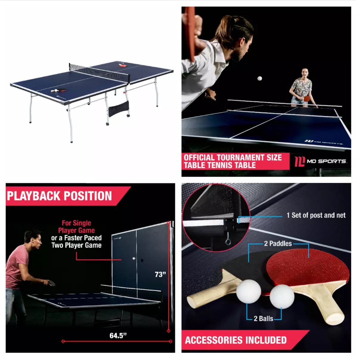 MD Sports Official Size Table Tennis Table 