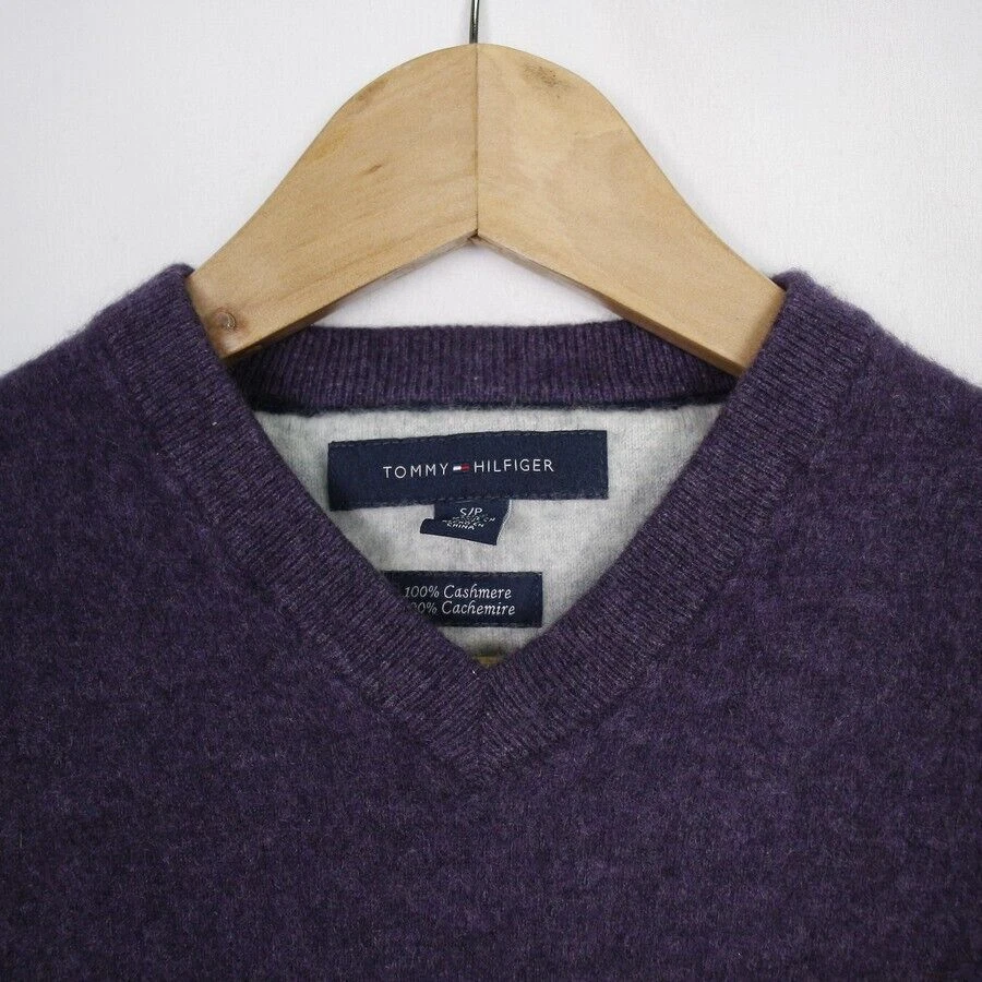 Maglione Tommy Hilfiger in puro cashmere viola taglia S da donna - Immagine 3 di 4
