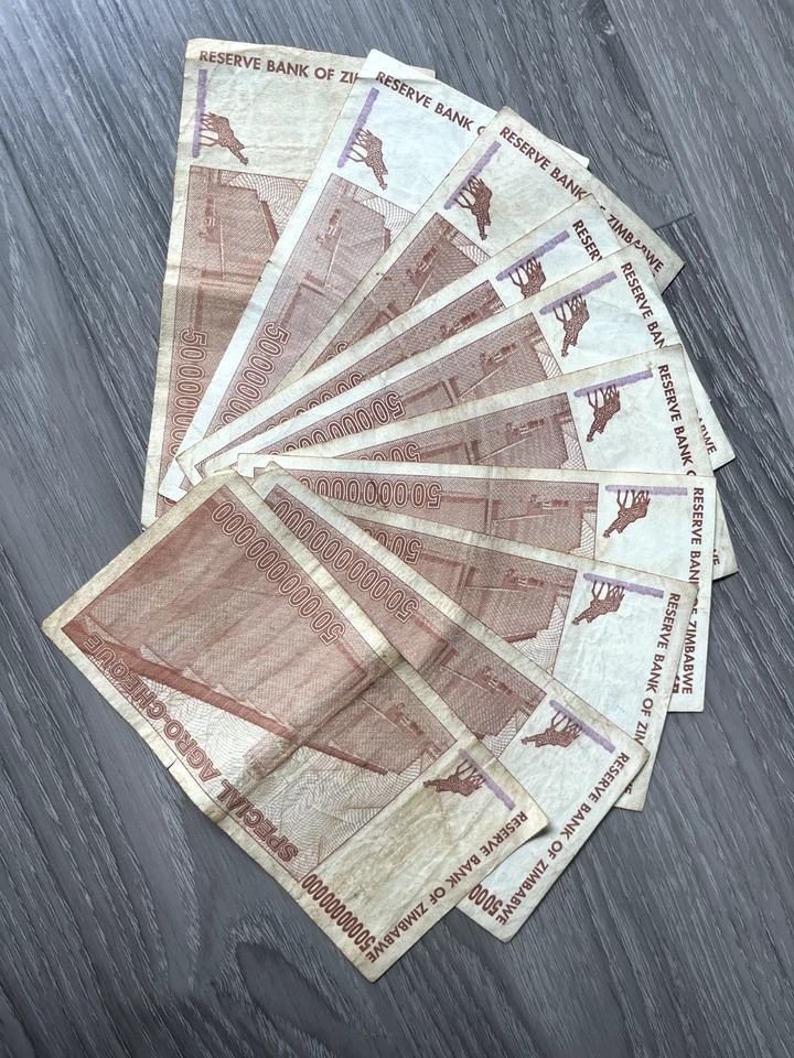 ZIMBABWE 50 BILLION DOLLARS (2008)  AGRO CHEQUE - LOT OF 50 NOTES (Circulated) - Image 2 of 2