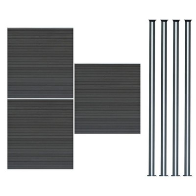 Monster Shop Verbundzaun Panel x 3 & LED Pfosten 6 Fuß x 17 Fuß - Grau