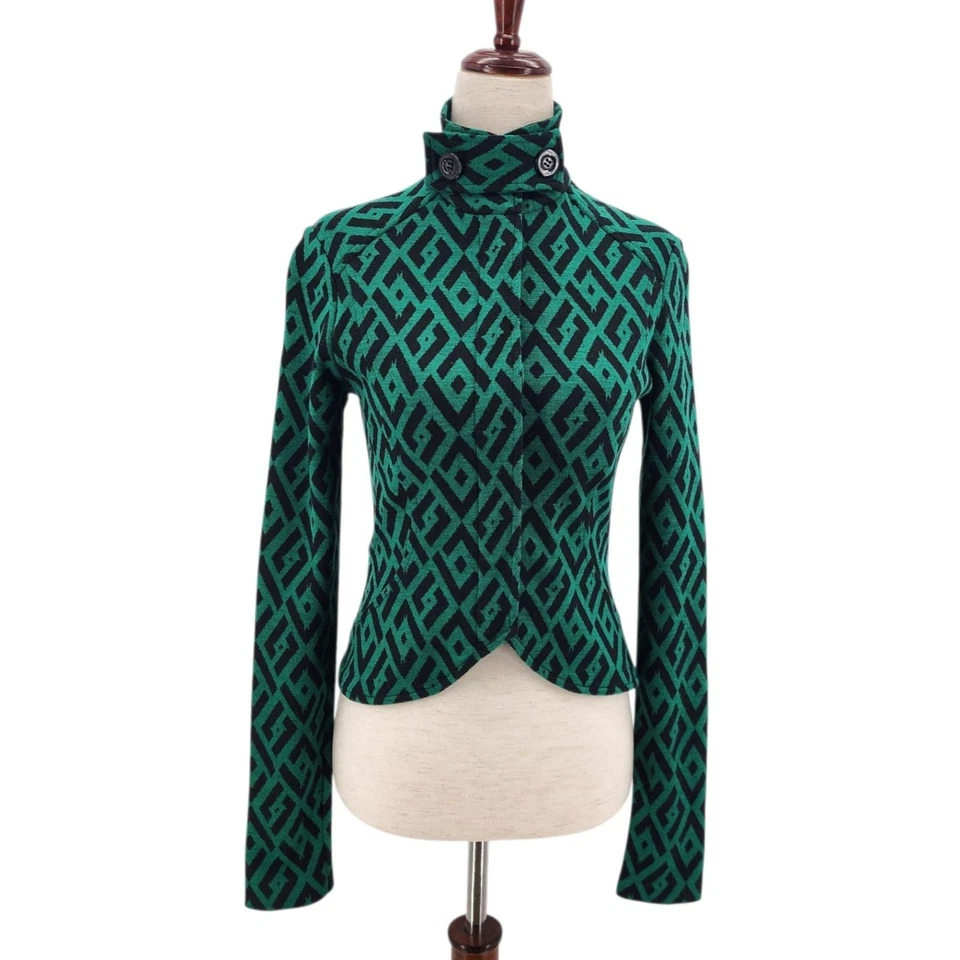 Chaqueta Diane Von Furstenberg para mujer 0 Miss Valkari mezcla de lana patrón tejido verde Foto 2 de 4