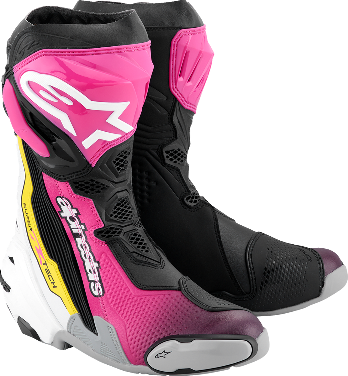 ALPINESTARS Supertech R Boots - Black/Magenta/White/Yellow - US