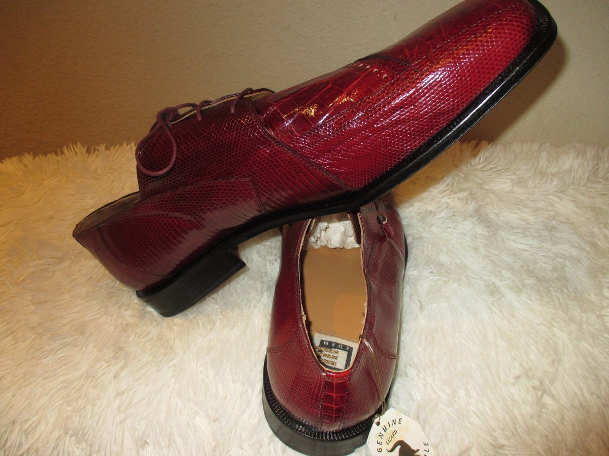 David Eden Men\'s Burgundy Croc-Embossed Leather Lace-Up Oxfords David Eden Men main image 2