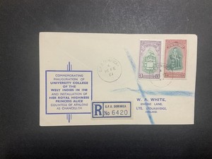 Dominica 1951 FDC registered cover to USA West Indies University White cachet #2
