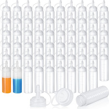 60 Pack 4 Oz Clear Plastic Squeeze Bottles with Twist Caps for Sauces and Crafts