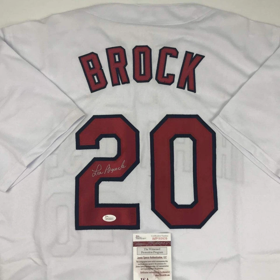 Autographed/Signed Lou Brock St. Louis White Baseball Jersey JSA COA Auto - Image 2 of 4